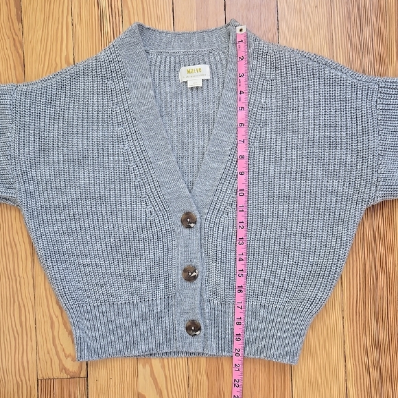 Anthropologie Maeve Gray Ribbed Cardigan Boho Minimalist Cool Girl S - Picture 9 of 12